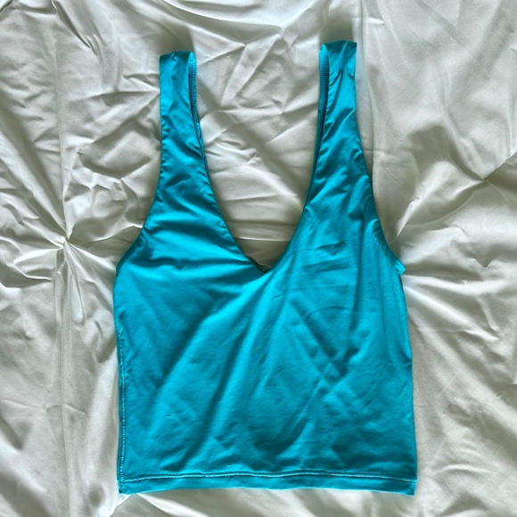 Aerie Smoothez V-Neck Cropped Tank Cami Aqua Turquoise XXS - Picture 3 of 8